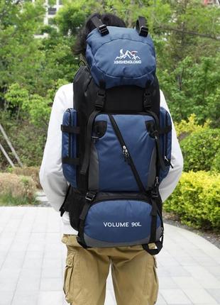 Рюкзак 90 л чорний універсальний експедиційний спортивний текстиль для подорожей9 фото