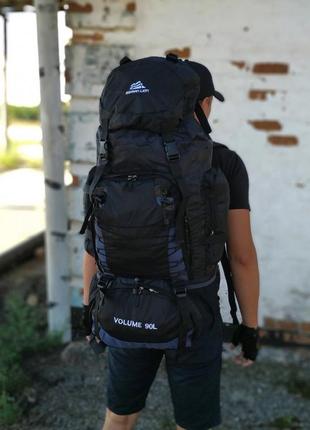 Рюкзак 90 л чорний універсальний експедиційний спортивний текстиль для подорожей