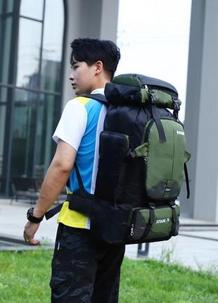 Рюкзак 70 л чорний універсальний експедиційний спортивний текстиль для подорожей7 фото