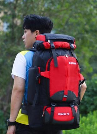 Рюкзак 70 л синій універсальний експедиційний спортивний текстиль для подорожей4 фото