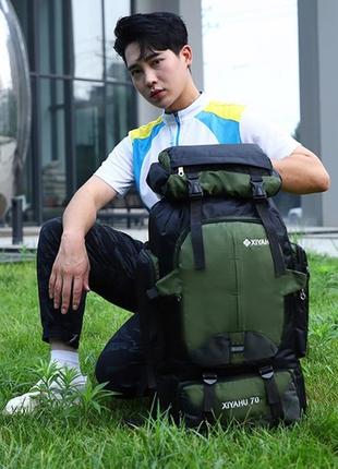 Рюкзак 70 л синій універсальний експедиційний спортивний текстиль для подорожей6 фото