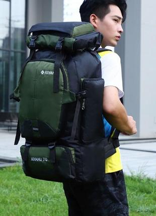 Рюкзак 70 л блакитний універсальний експедиційний спортивний текстиль для подорожей7 фото