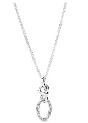 Серебрянное колье пандора сплетенные сердца серебро 925 pandora