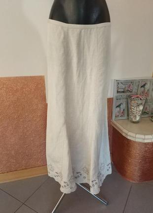 Фирменная стильная качественная натуральная макси юбка из льна.3 фото