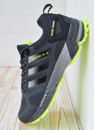 Adidas marathon tr26 сірі з салатовим чоловічі кросівки, мужские кроссовки унисекс2 фото