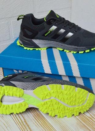 Adidas marathon tr26 сірі з салатовим чоловічі кросівки, мужские кроссовки унисекс4 фото