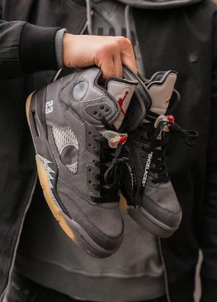 Кросівки nike air jordan retro 5 x off white3 фото