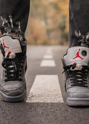 Кросівки nike air jordan retro 5 x off white7 фото
