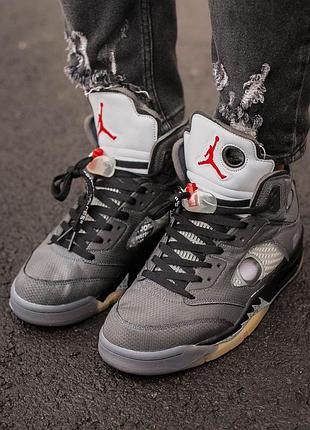 Кросівки nike air jordan retro 5 x off white8 фото