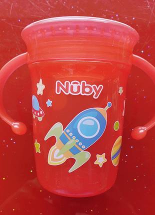 Nuby чашка-непроливайка поильник 360° с ручками 240мл 6м+