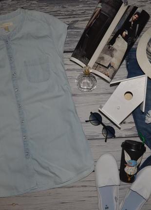 38/м фирменная натуральная джинсовая женская рубашка блузка блуза безрукавка2 фото