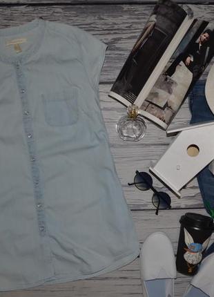 38/м фирменная натуральная джинсовая женская рубашка блузка блуза безрукавка3 фото