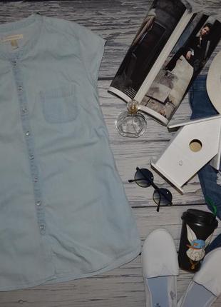 38/м фірмова натуральна жіноча джинсова сорочка блузка блуза безрукавка