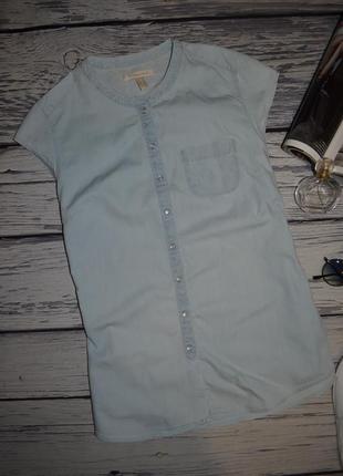 38/м фирменная натуральная джинсовая женская рубашка блузка блуза безрукавка4 фото