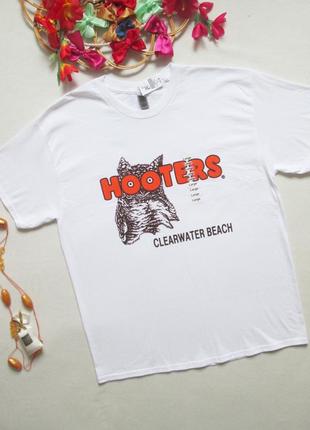 Суперовая хлопоквая футболка с надписью hooters 💜💖💜