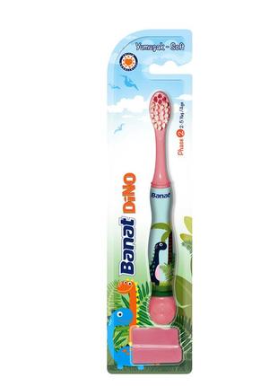 Зубная щетка для девочек 2-5 лет banat dino мягкая розовая1 фото