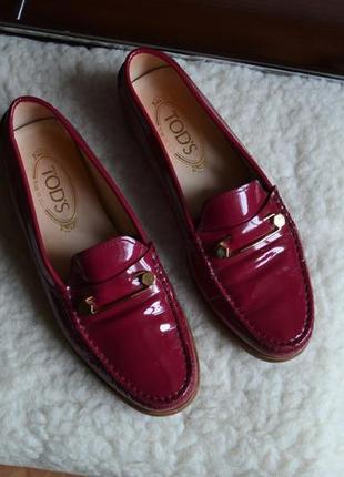 Tod's tods кожаные лаковые туфли мокасины оригинал5 фото