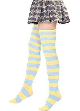 Панчохи жовто - блакитні, високі гольфи украіна на ногу 19-26 см