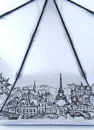 Женский синий зонт полуавтомат складной 9 спиц антиветер с рисунком города внутри 713/45 фото