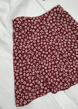 ❤️ бордовая юбочка в цветочный принт2 фото