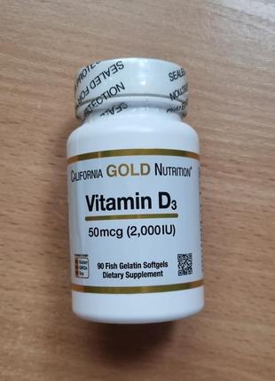 California gold nutrition, вітамін d3, 2000 мо, 90 капсул із риб'ячого желатину1 фото