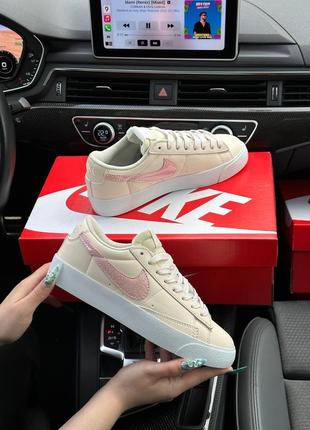 Женские бежевые кожаные  кеды nike blazer low ‘77 🆕 кроссовки найк блейзер4 фото