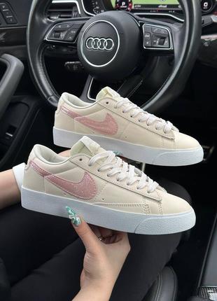 Жіночі бежеві шкіряні кеди nike blazer low ‘77 🆕 кросівки найк блейзел