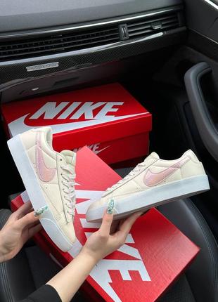 Женские бежевые кожаные  кеды nike blazer low ‘77 🆕 кроссовки найк блейзер7 фото