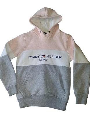 Світшот батнік теплий сіро-рожевий р.s