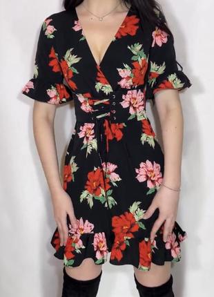 Платье корсетное в цветочный принт3 фото