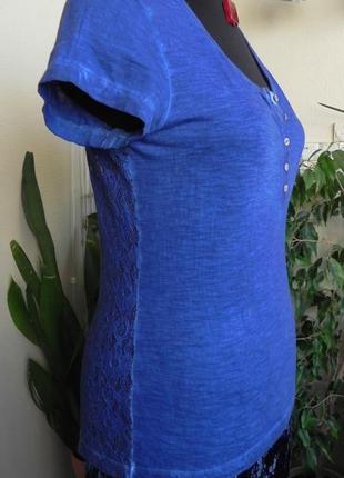Легкая футболка - блуза с ажурной спинкой ультрамаринового  цвета s.oliver4 фото