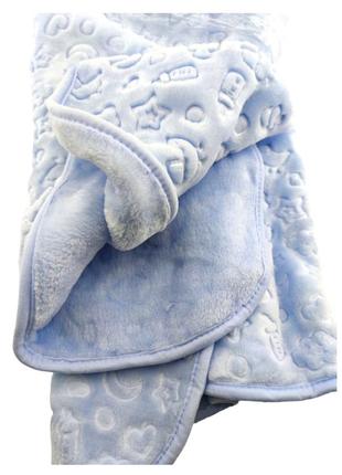 Дитячий плед ковдра туреччина для новонародженого подарунка блакитний (днп92)3 фото