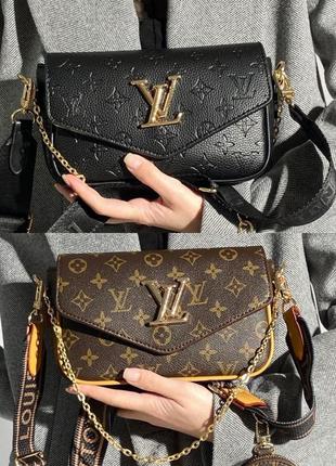 Сумка в стиле louis vuitton pochette leather brown1 фото