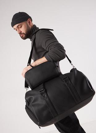 Спортивная / дорожная сумка с карманом для обуви 35l black на 2 отделения