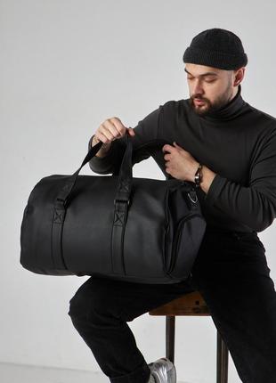 Спортивная / дорожная сумка с карманом для обуви 35l black на 2 отделения