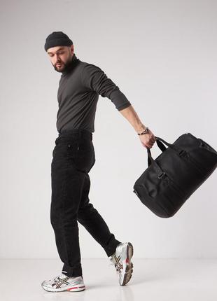 Спортивна / дорожня сумка з кишенею для взуття 35l black на 2 відділення1 фото