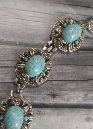 Вінтажний браслет з великими вставками пекінсьуого скла