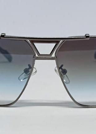 Окуляри в стилі cazal чоловічі сонцезахисні коричнево блакитний градієнт в сріблястому металі2 фото