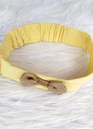 Стильная повязка обруч для волос с бантом на резинке и липучке