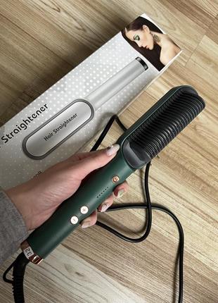 Расческа выпрямитель hair straightener hqt-909 b с турмалиновым покрытием зеленый