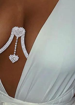 Унікальний аксесуар на груди бюсте body chain, ланцюги на тіло2 фото