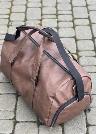 Спортивна/дорожня сумка з відділенням для взуття 35l коричнева2 фото