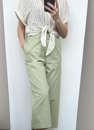 Бавовняні літні брюки кюлоти вільного крою з високою посадкою, 100% cotton3 фото