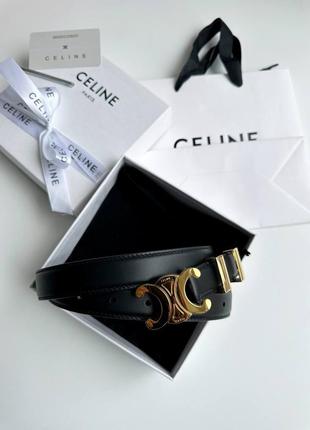 Чёрный кожаный ремень пояс селин celine 2,5 см