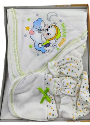 Подарочный набор костюм 0 до 4 месяцев турция для новорожденных набор на выписку белый (нпк95)