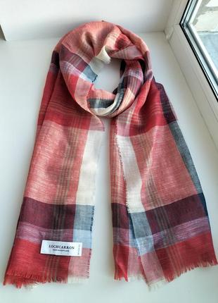 Люкс бренд! фирменный льняной шарф, шаль, палантин шотландского бренда lochcarron! оригинал!1 фото