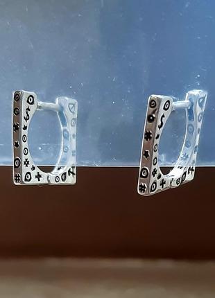 Эксклюзивные дизайнерские серебряные серьги 925 с алхимическими знаками