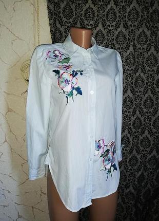 Шикарная рубашка в полоску с вышивкой