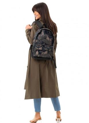 Рюкзак жіночий міський, хакі чорний принт ніч у савані6 фото