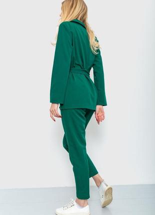 Костюм женский однотонный классический цвет зеленый3 фото